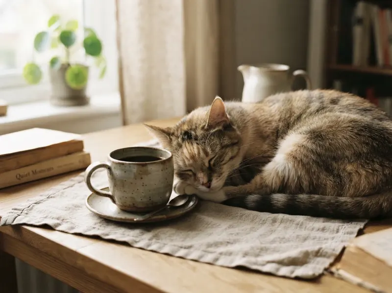 Domestic cat relaxing peacefully — cat cost calculator